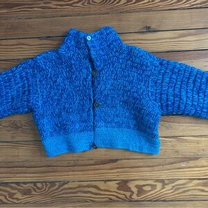 Vibrant Blue Fuzzy Cardigan Sweater